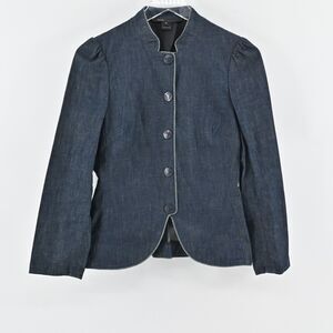 MARC‎ JACOBS Peplum Denim Jacket Stand Collar Size 2 Puff Sleeve Vintage Y2k 00s